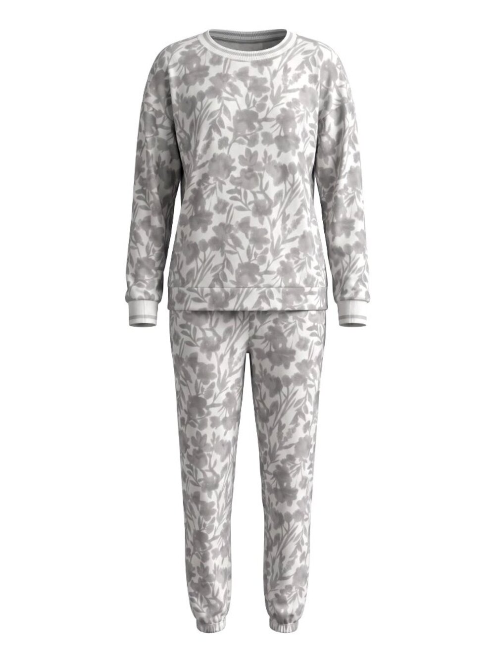 Simply Vera Vera Wang Womens XXL Pajama Set Gray Ivory Floral Joggers Loungewear - Picture 5 of 7